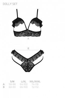 Эротический комплект Passion DOLLY SET, L/XL, black, с открытыми чашками SO9704 фото