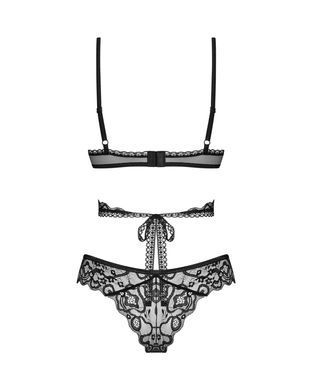 Комплект Obsessive Blomentis 2-pcs set, XL/2XL, кружевной, лиф с завязками на спине, трусики-слипы SX1032 фото