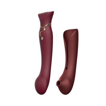 Смартвибратор 3в1 Zalo &mdash; Queen Set Wine Red, пульсирующая жемчужина и вакуум, кристалл Swarovski SO6662 фото