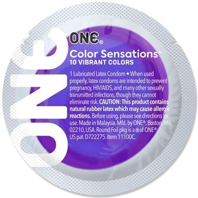 Презерватив ONE Color Sensations Pick ONE, 1 шт, фиолетовый, гладкий, со смазкой SX0772 фото