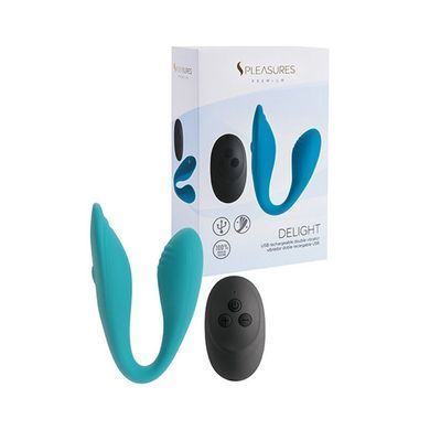 Двойной вибратор S Pleasures Premium Delight, бирюзовый, для клитора и точки G, 10 режимов SX1610 фото