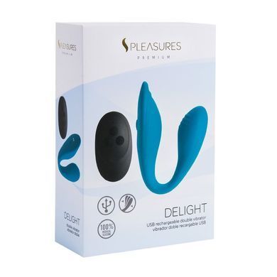 Двойной вибратор S Pleasures Premium Delight, бирюзовый, для клитора и точки G, 10 режимов SX1610 фото