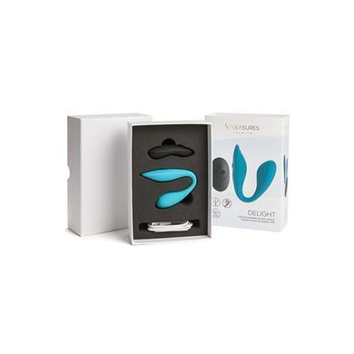 Двойной вибратор S Pleasures Premium Delight, бирюзовый, для клитора и точки G, 10 режимов SX1610 фото
