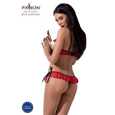 Комплект білизни Passion Exclusive CHERRY SET OpenBra S/M, red, відкритий ліф, трусики-спідничка PS25508 фото