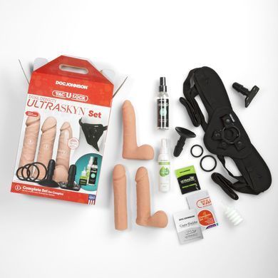 Набор для страпона Doc Johnson Vac-U-Lock Dual Density UltraSKYN Set, диаметр 3&times;4,5см SO1987 фото