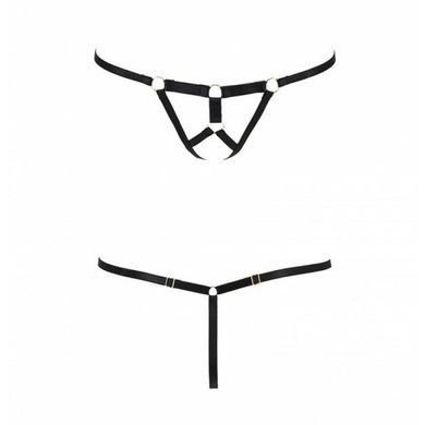 Трусики стрінги зі стреп Passion Exclusive ARMANDA THONG S/M, black PS26805 фото