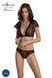 Комплект Passion LEAFA BIKINI black S/M, бюстгальтер-топ с рукавчиками, стринги-шортики с вырезом SX0498 фото 1