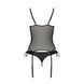 Корсет зі шнурівкою Passion NESSY CORSET S/M black, стрінги з відкритим доступом, пажі для панчіх SO8455 фото 4