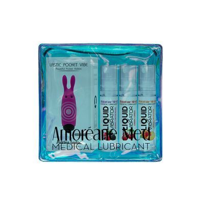 Набор из 3-х вкусов стимулирующего лубриканта Amoreane Med (3х10мл) и вибропули Adrien Lastic Pink SO4119 фото