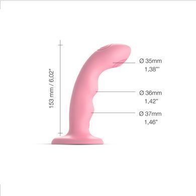 Насадка для страпона с двойной точечной пульсацией Strap-On-Me TAPPING DILDO WAVE &ndash; CORAL PINK, М SO9622 фото