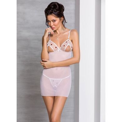 Сорочка с вырезами на груди, стринги Passion LOVELIA CHEMISE L/XL, white SO4762 фото