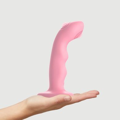 Насадка для страпона с двойной точечной пульсацией Strap-On-Me TAPPING DILDO WAVE &ndash; CORAL PINK, М SO9622 фото