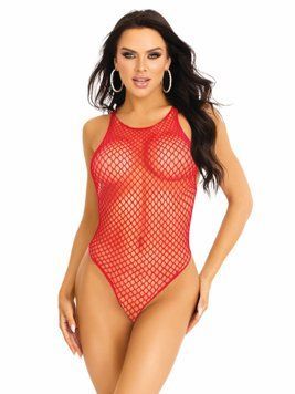 Боди-сетка Leg Avenue Net snap crotch tank bodysuit Red, One Size SX1708 фото
