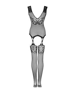 Бодістокінг Obsessive Bodystocking G323 XL/XXL black, малюнок бджоли та метелика SO7244 фото