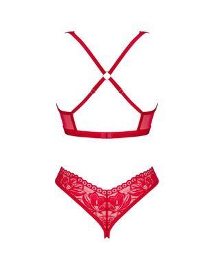 Комплект белья Obsessive Lacelove cupless 2-pcs set XL/2XL Red, открытый доступ, открытая грудь SO8654 фото