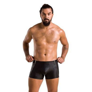 Мужские кожаные боксеры с молниями Passion 049 SHORT MATT S/M Black SO7619 фото