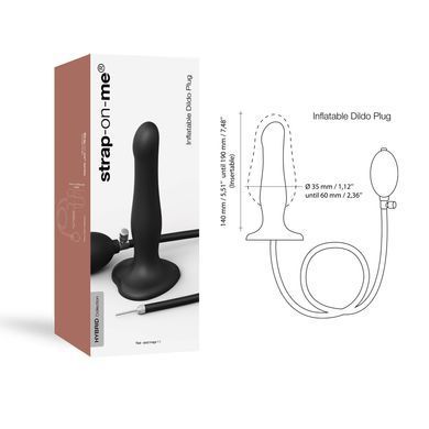 Надувной фаллоимитатор Strap-On-Me INFLATABLE DILDO PLUG - NOIR, шарик внутри, диаметр до 6 см SO7383 фото