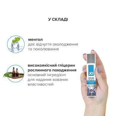 Охлаждающая смазка на водной основе JO H2O COOLING (60 мл) с ментолом, растительный глицерин SO1680 фото