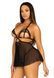 Сорочка беби-долл с открытыми чашками Leg Avenue Lace and mesh babydoll & panty Black M, стринги SO9164 фото 6