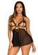 Сорочка беби-долл с открытыми чашками Leg Avenue Lace and mesh babydoll & panty Black M, стринги SO9164 фото 7