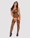 Бодістокінг Obsessive Bodystocking G323 XL/XXL black, малюнок бджоли та метелика SO7244 фото 3