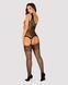 Бодістокінг Obsessive Bodystocking G323 XL/XXL black, малюнок бджоли та метелика SO7244 фото 4