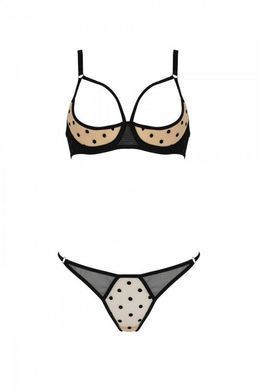 Эротический комплект Passion MARINA SET WITH OPEN BRA, S/M, beige, открытые чашки SO9733 фото