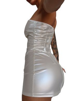 Мини-платье D&A, L, white, nylon-lycra открытые плечи с молнией на всю длину SX1242 фото