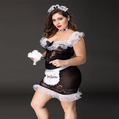 Костюм горничной JSY &laquo;Послушная Эльма&raquo; Plus Size Black, платье, передник, головной убор горничной SO8358 фото