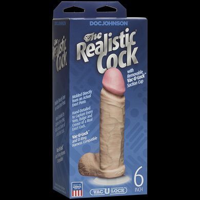 Фаллоимитатор Doc Johnson The Realistic Cock 6 inch White - PVC, Vack-U-Lock, диаметр 4,3см SO2788 фото