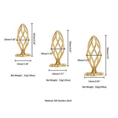Анальная пробка LOCKINK SEVANDA Hollow Spiral Golden Metal Anal Plug - S size SX0882 фото