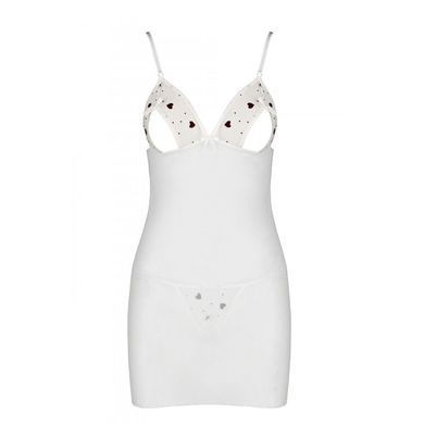 Сорочка с вырезами на груди, стринги Passion LOVELIA CHEMISE XXL/XXXL, white SO4764 фото