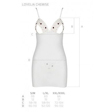 Сорочка с вырезами на груди, стринги Passion LOVELIA CHEMISE XXL/XXXL, white SO4764 фото