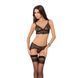 Комплект белья Passion Exclusive VELIA SET S/M, black, полупрозрачный лиф, трусики-пояс для чулок PS25211 фото 1