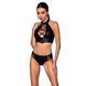 Комплект з еко-шкіри Passion NANCY BIKINI L/XL, black, бра та трусики з імітацією шнурівки SO5367 фото 1