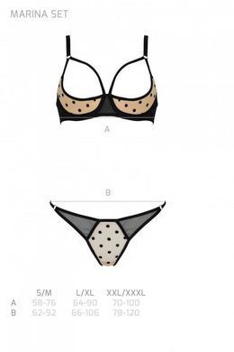Еротичний комплект Passion MARINA SET WITH OPEN BRA, XXL/XXXL, beige, відкриті чашки SO9734 фото