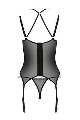 Корсет Passion DROSERA CORSET black, XXL/XXXL, з кріпленнями для панчіх, трусики в комплекті SX0478 фото