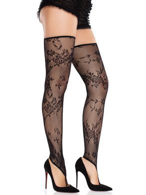 Панчохи Leg Avenue Floral Net Toe Loop Footless Thigh Highs One Size SX2763 фото