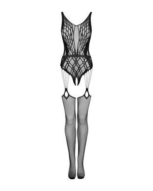 Бодистокинг Obsessive Bodystocking G324 XL/XXL black, силуэтный рисунок SO7246 фото