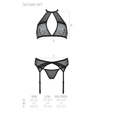 Комплект білизни Passion SATARA SET XXL/XXXL red, топ, пояс для панчіх, стрінги SO8486 фото