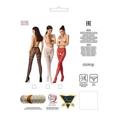 Сетчатые колготки с открытым доступом Passion S015 One Size, Black, имитация чулок и трусиков PSS015B фото