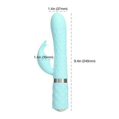 Розкішний кролик з ротацією та вібрацією Pillow Talk Lively Teal, кристал Сваровскі, потрійний відро SO6857 фото