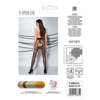 Колготки с открытым доступом, контрастная двойная резинка Passion TIOPEN 015 3/4 (20 den), black SO5828 фото