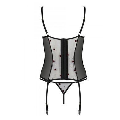 Корсет з підв'язками, стрінги Passion LOVELIA CORSET L/XL, black SO4765 фото