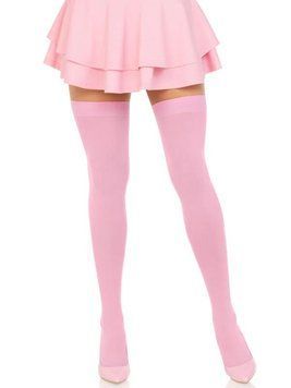 Плотные непрозрачные чулки Leg Avenue Opaque Nylon Thigh Highs Pink, One Size SX1711 фото