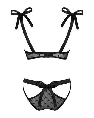 (SALE) Полупрозрачный эротический комплект Obsessive Obsessivia 2pcs set black S/M, бюстгальтер и трусики, SO7297 фото