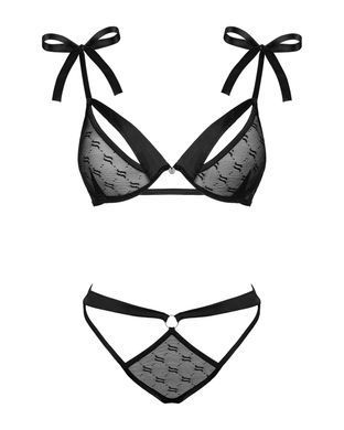 (SALE) Полупрозрачный эротический комплект Obsessive Obsessivia 2pcs set black S/M, бюстгальтер и трусики, SO7297 фото