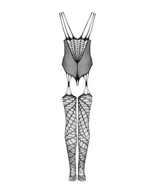 (SALE) Ажурний бодістокінг під павутину Obsessive Bodystocking G325 black S/M/L, чорний, комбінезон, імітац SO7247 фото