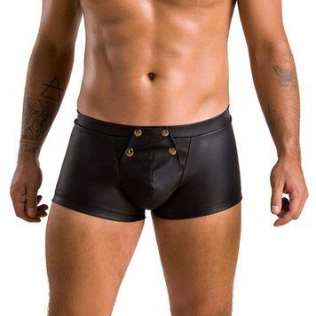 Мужские кожаные боксеры с клапаном Passion 050 SHORT PATRICK S/M Black SO7622 фото