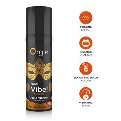 Рідкий вібратор Orgie Dual Vibe! Sex On The Beach Kissable Liquid Vibrator, 15 мл SX1499 фото